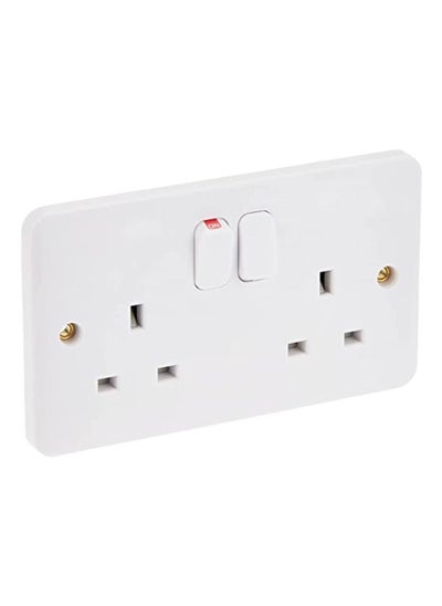 اشتري Universal Electric Wall Switch Socket White 13A 250V 2 Gang في الامارات