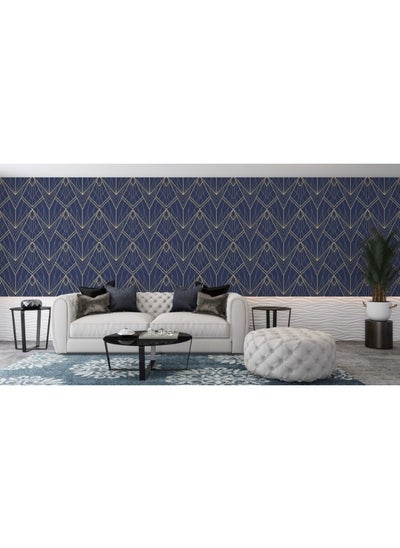 Buy Abstract Blue Art Deco Seamless Pattern
 Fabric Wallpaper Covers An Area ​​Up To 4.2Mx3M With Adhesive And Smoothing Tool in Egypt