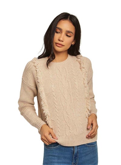 Buy Fancy Crew Neck Pullover With Cables in Egypt