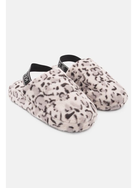 اشتري Women Animal Print  Singback Slippers, Grey Combo في الامارات