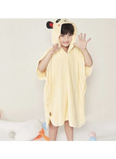 Buy Kappa Children For 4-5 Years Bath Robe Made Of Coral Fleece Material Developed By Reefi Buttons On Sides Lemon 70x70 Cm in Saudi Arabia