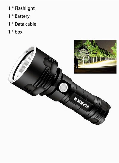 اشتري 30000-100000 lumens Rechargeable led Tactical Flashlight，Super Bright 3 Modes Handheld Flashlights ，Brightest Powerful 50W XLM-P70 LED USB Torch في السعودية