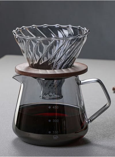 Buy V60 Pour Over Coffee Maker Set 600ML Coffee Server With Glass Coffee Dripper 2 IN 1 Hand Drip Coffee Set Home Or Office 1-4 CUPS in Saudi Arabia