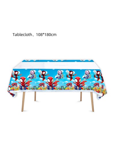 اشتري marvel Spiderman theme disposable table cloth party supply table cover kids birthday party  decoration tableware size 108*180cm في الامارات