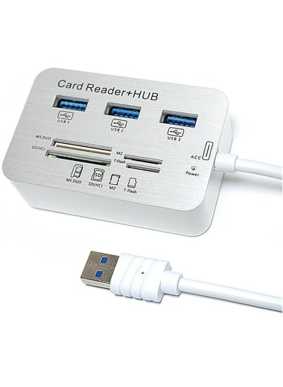 Buy USB3.0 Card Reader and 3 Ports USB Hub, High Speed External Memory Card Reader (MS, Micro SD,SD/MMC,M2,TF Card) in Egypt