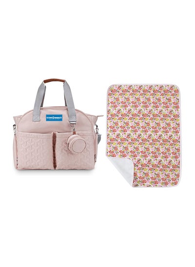 اشتري Pack Of 2 Diaper Portable Bag With Reusable Changing Mat Flower - PInk في الامارات