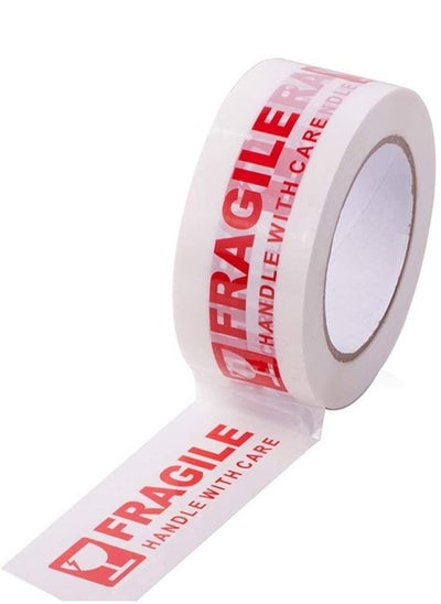 اشتري Fragile Tape Roll 5 cm Width x 66 meters Length Strong Adhesive Red Fragile Handle with Care Warning Packing Tape for Shipping and Moving (1 Roll) في الامارات