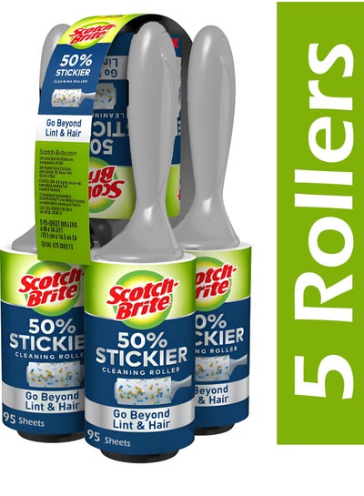 Buy 5-Piece Cleaning Lint Roller 50% Stickier 95 Sheets Per Roll Total 475 Sheets in UAE