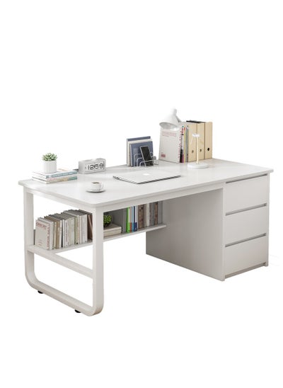 Buy Modern Home Study Table Computer Desk with Bookcase 120x50x74.5cm White in UAE