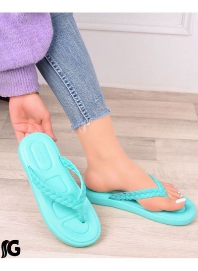 Buy Women's slipper with medical braided fingers, turquoise color in Egypt