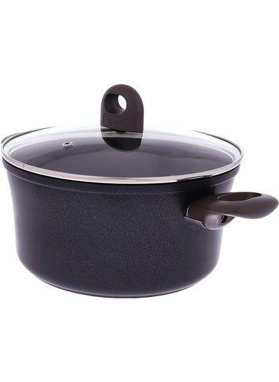 Buy Flavor 24 Cm Casserole With Lid Non Stick Black Cast Aluminum H1154614 in Saudi Arabia