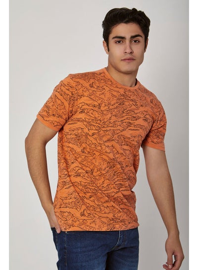 اشتري Short Sleeve Regular Fit Printed Garment Dye Cotton T-Shirt في مصر