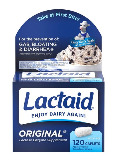 Buy Original Strength Lactose Intolerance Relief Caplets With Natural Lactase Enzyme 120 Ct in Saudi Arabia