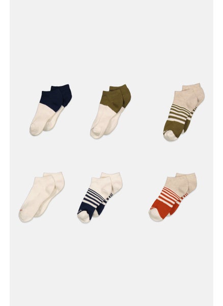 Buy Men 6 Pairs Recycled Cushioned Socks, Beige Combo in Saudi Arabia