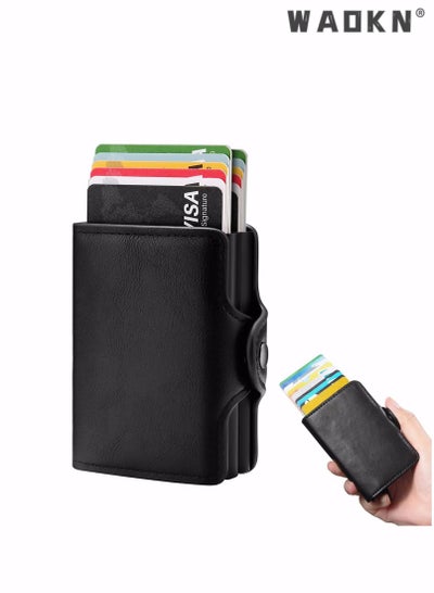 Buy Wallet for Men Credit Card Holder, Automatic Pop Up Wallet with RFID, Leather Slim Card Case Front Pocket Anti-theft Travel Thin Wallets, Metal Money Organizers for Women Up to Holds 14 cards+ Cash in UAE
