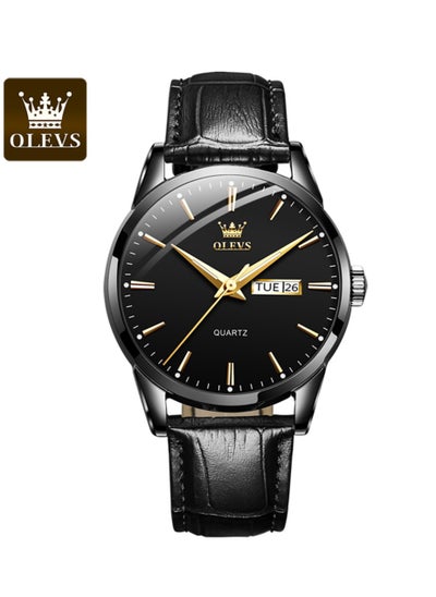 اشتري Watches for Men Quartz Analog Water Resistant Leather Watch Black 6898 في الامارات