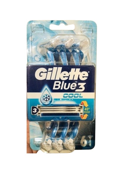 Buy Gillette Blue 3 Cool Men's Disposable Razor 6 Counts in Saudi Arabia