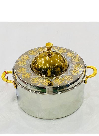 Buy Double Wall Stainless Steel Cooking Pot With Dome Lid Gold, Silver in Saudi Arabia