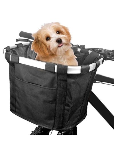 Buy Foldable Bicycle Basket, Removable Black Bicycle Handlebar Front Basket For Pet Carrier, Grocery Shopping, Outdoor Camping 33*22*25 cm in Saudi Arabia