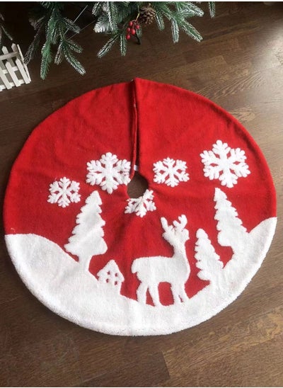 Buy Christmas Tree Skirt 48 in/120cm Large White Red Faux Fur Xmas Tree Skirt for Christmas Holiday Home Decorations in UAE