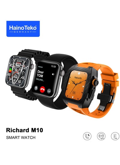 Buy Haino Teko Germany Richard M10 smart watch with wireless charger 3 pair strap and inbuilt protection case  for men's and boys in UAE