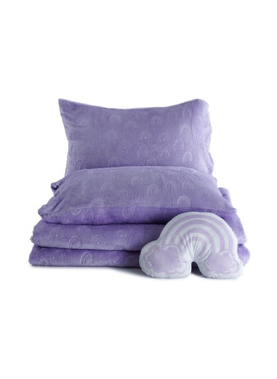 اشتري Rainbow 4-Piece Comforter Set With Toy135X220Cm - Purple في الامارات