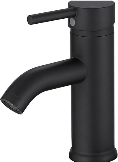 Buy Bathroom Faucet Matte Black Single Handle Single Hole Modern Faucet for Sink, Vanity Lavatory Basin Tap with Supply Line in UAE