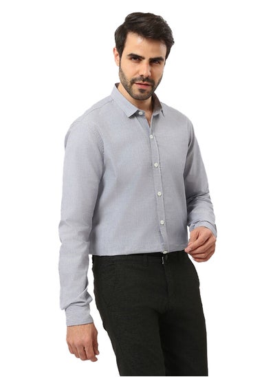 اشتري Textured Light Blue Elegant Cotton Shirt - Black في مصر