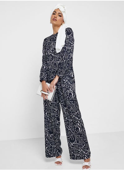 Buy Geometric Printed Top And Pant Set in UAE