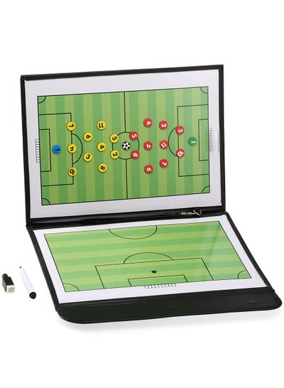 Buy Foldable Football Soccer Magnetic Tactic Board with Marker Pieces 2-in-1 Pen Soccer Accessories Tactic Tool in Saudi Arabia