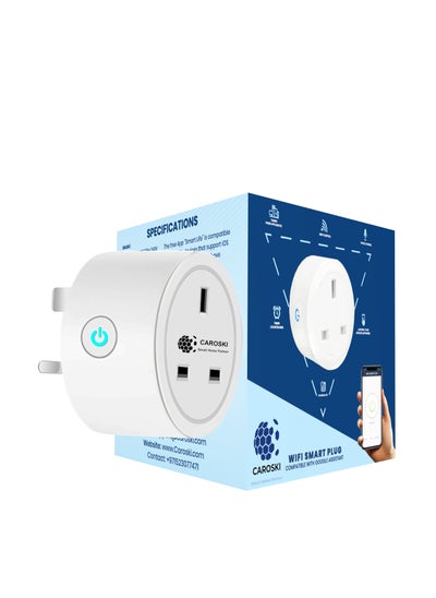 اشتري CAROSKI Wifi Smart Plug with 1 Year warranty - 13A Energy Monitoring Wifi Plug - Smart Socket for Smart Home - Compatible with Alexa - Google Assistant comes with Remote and Voice control في الامارات