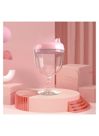 Buy MISUTA Pink Baby Sippy Cup Wine Glass, Beverage Mug Milk Bottle with Lid for Kids Birthday Party or Celebration (over 8 months) in Saudi Arabia