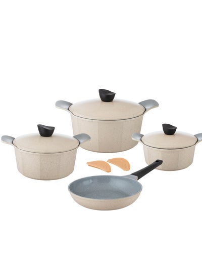 Buy 9-piece cookware set made of high-quality granite with Korean materials and specifications and Saudi industry in Saudi Arabia