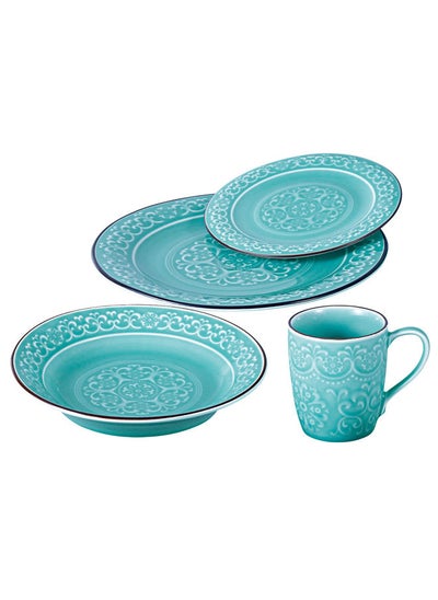 Buy 16-Piece Porcelain Dinnerware Set Light Blue in Saudi Arabia