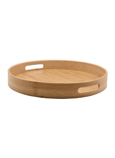 Buy Round Shaped High Quality Sustainable Bamboo Tray Brown 5 x 35 x 35 cm G11-M020 in Saudi Arabia