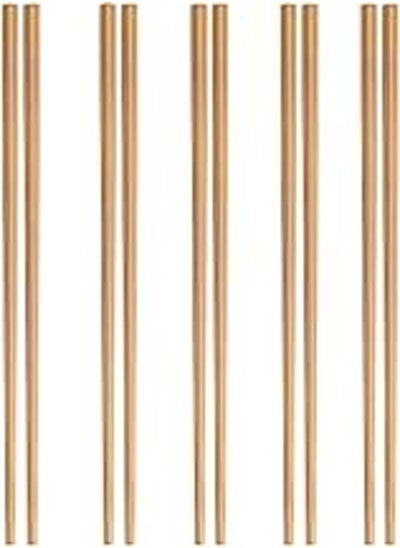 اشتري Chinese Chopsticks, Natural Reusable Smooth Style Decorated Set of 5 Pairs, For Sushi, Noodles, Ramen, Chinese Food في مصر