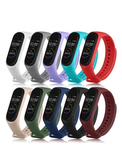 اشتري BSNL 10-Pack Replacement Silicone Strap For Xiaomi Mi Band 3/4/5/6/7 Assortment of 10 Colours في الامارات