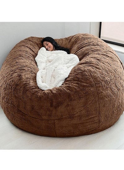 Buy Bean Bag Chairs, Giant Bean Bag Chair for Adults, 6ft Big Bean Bag Cover Comfy Bean Bag Bed (No Filler, Cover only) Fluffy Lazy Sofa (Brown, 6ft(150*75cm)) in UAE