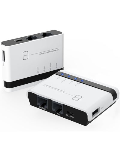 Buy Wireless Print Server 2 Port USB 2.0 WiFi Print Server with 100Mbps LAN and Bridge Wired Wireless Standalone Modes Compatible with Windows 10 8 7 XP Mac OS and All RAW Supported Printers in UAE