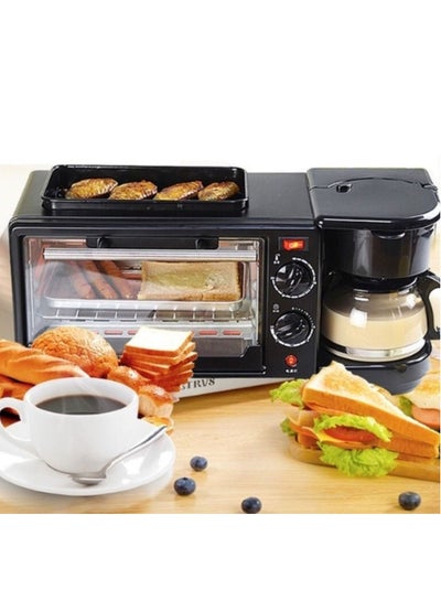 Buy Electric Breakfast Station Family Size Oven Coffee Maker Frying Pan Toaster Domestic Breakfast Machine Steamer Oven With Coffee Machine in UAE