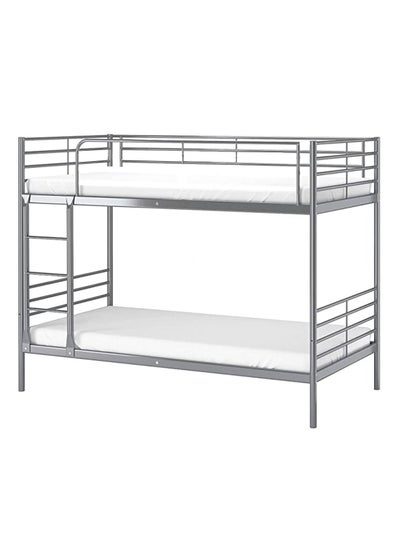 Buy Bunk Bed Metal Frame Safety Rails, Built-In Ladder Heavy Duty With 2- Medicated Mattress in UAE