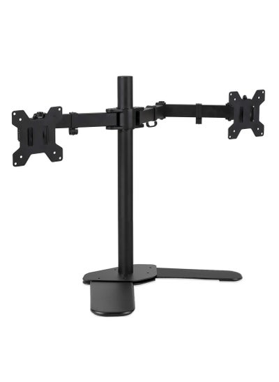 اشتري Dual Monitor Stand Free-Standing Desk Stand for 2 Screens up to 27 inches Heavy-Duty Fully Adjustable Arms with Max VESA 100x100mm في السعودية