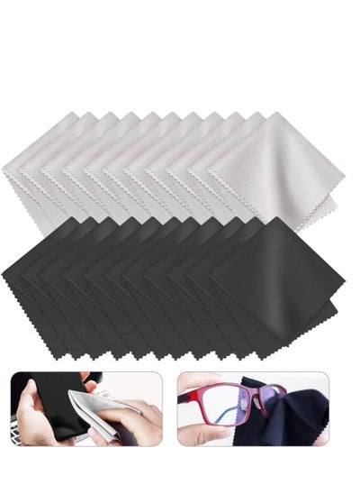 اشتري Microfiber Cleaning Cloth Glasses Lint Free Polishing for LCD Screens Lenses Camera Cell Phone Tablets, Black Grey 20Pcs في السعودية