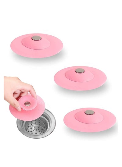 اشتري 3-Piece Shower Drain Stopper Plug Bathtub Cover Portable Silicone Hot Bath Tub Strainers Protectors في الامارات