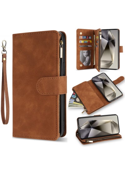 Buy For Samsung Galaxy S24 Ultra Flip Cover with RFID Blocking Card Slot PU Leather Zipper Flip Full Body Mobile Phone Case, 6.8 inch Hidden Stand Wallet Case in Saudi Arabia