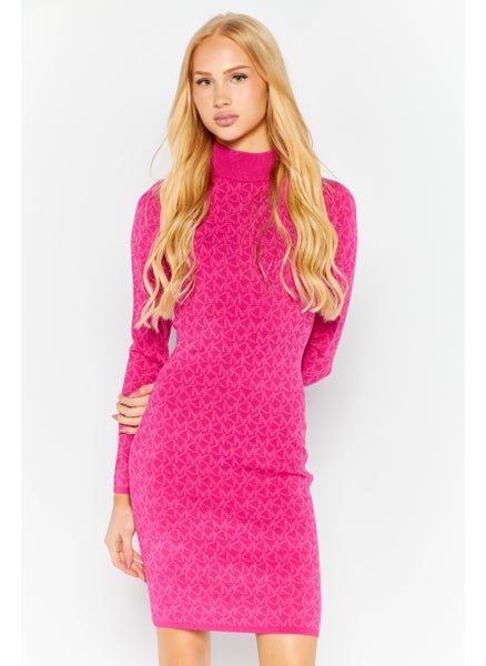 اشتري Women Monogram Bodycon Dress, Berry في الامارات