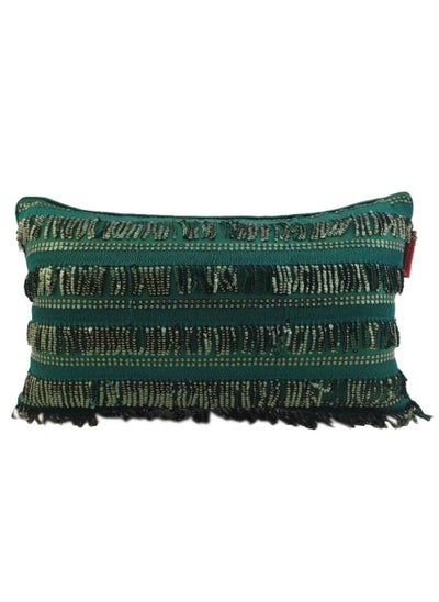 اشتري Dark Green Shiny & Sparkling Polyester Cushion Cover with Filler for Party and Playroom - CS 076 (30x50cm) في الامارات