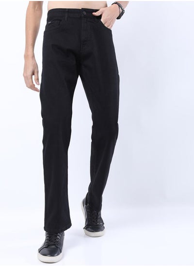 Buy Mid Rise Solid Slim Fit Jeans with Pockets in Saudi Arabia