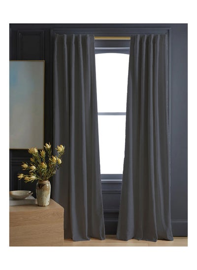 Buy Soild Curtains House Velvet Selva Curtain 1Piece-Dark Grey-140x280 cm in Egypt