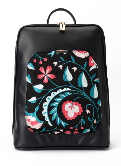 Buy Laptop Black with floral embroidery Backpack/Cross - Code 527 in Egypt